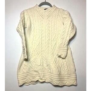 The Irish Store Cream Cable Knit READ 100% New Merino Wool Sweater Dress Sz M